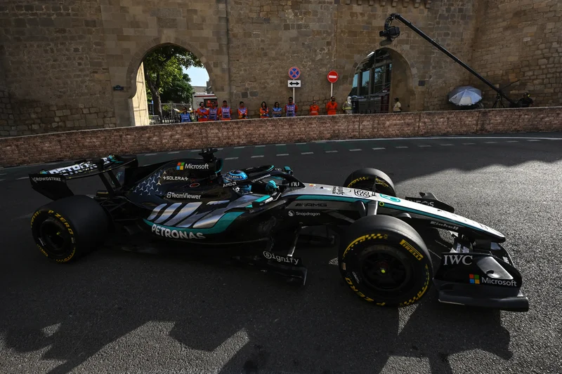 George Russell sweeps Thursday practice in Baku as trouble hits Arvid Lindblad and Ollie Bearman