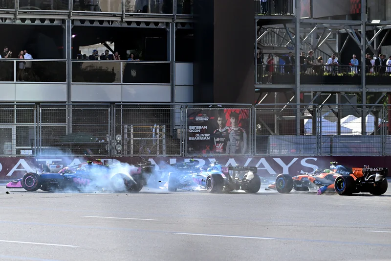 Franco Colapinto apologises after late crash eliminates Alpine team-mate Pierre Gasly in Azerbaijan GP