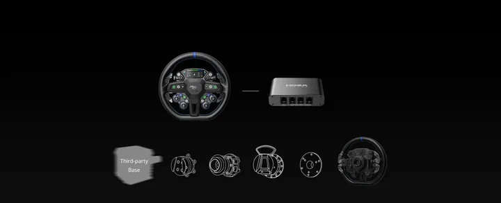 Écosystème ouvert : port RJ11 et MOZA Hub Kit pour les bases tierces