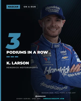 Kyle Larson: 3 podiums in a row and counting.